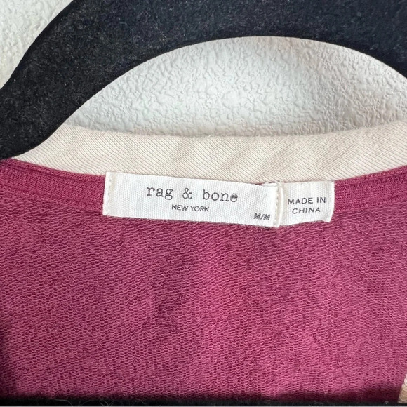 Rag & Bone Coast Two-Tone French Modal-blend Terry Mini Dress Claret Medium - Picture 4 of 12